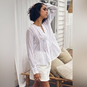 Johnny Was White Sveta Eyelet Blouse